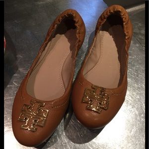Tory Burch Brown Leather Flats Shoes NEW SZ 7 1/2